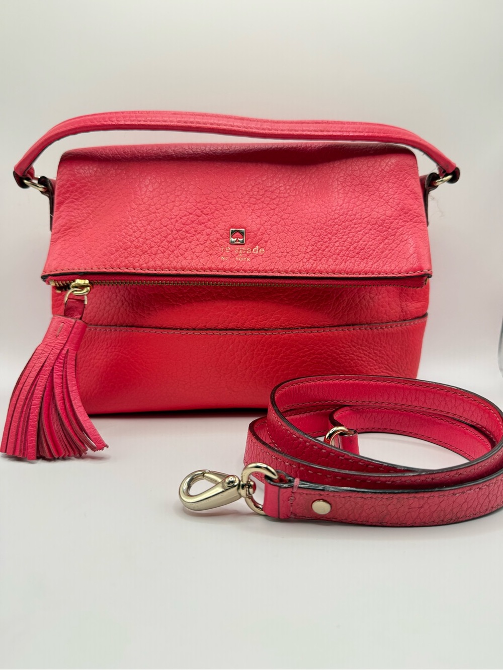 Kate Spade Southport Avenue Mini Pink Pebbled Leather Crossbody Satchel Bag